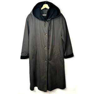 Hucke Mode Collection Womens Trench Coat Wool Lined Hooded Vintage Grey Size 12